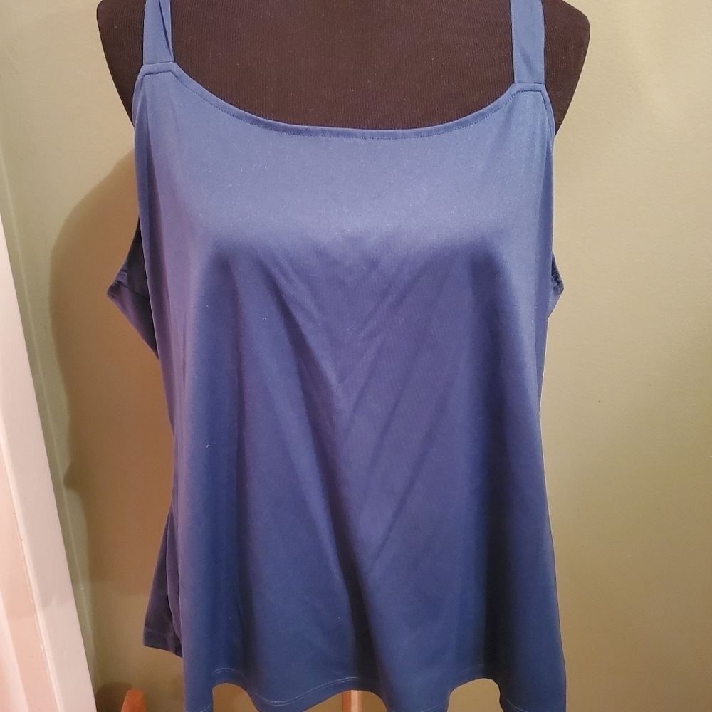Fashion Bug Dark Romance Navy Blue Paisley Blouse Size 22/24 W/ Blue Tank Top - Picture 7 of 7